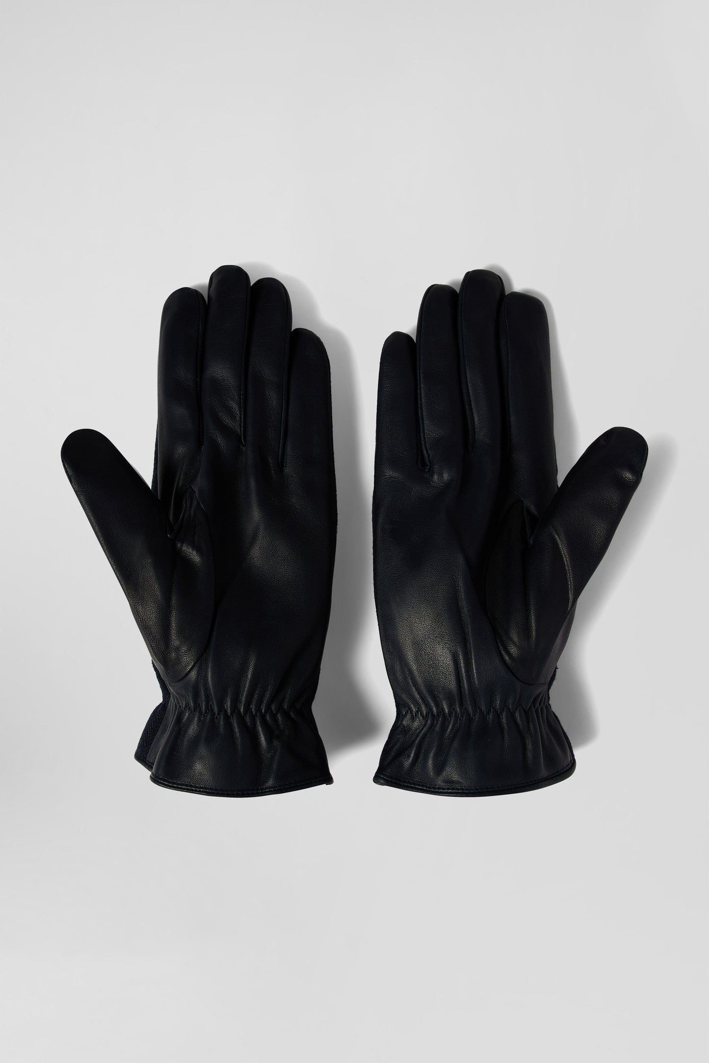 Paire de gants en cuir lisse bleu marine - Image 2