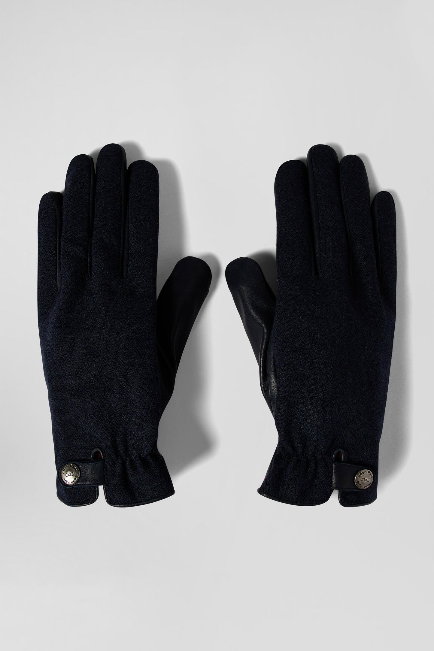 Paire de gants en cuir lisse bleu marine - Image 1