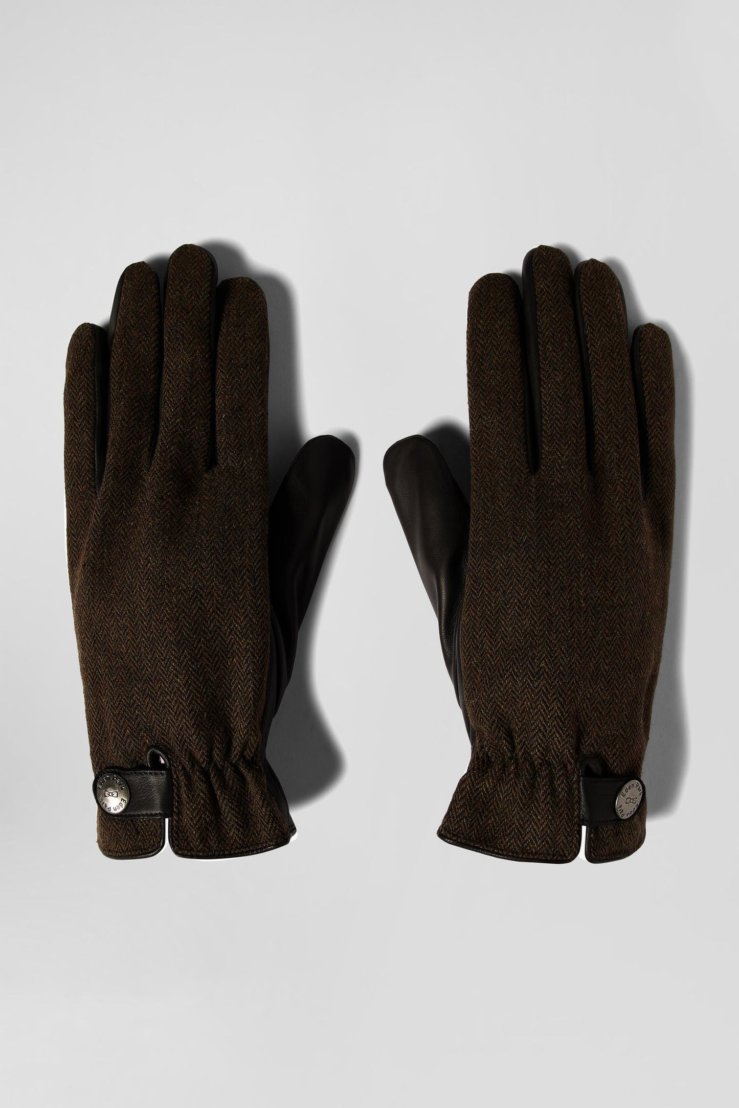 Paire de gants en cuir lisse marron - Image 1