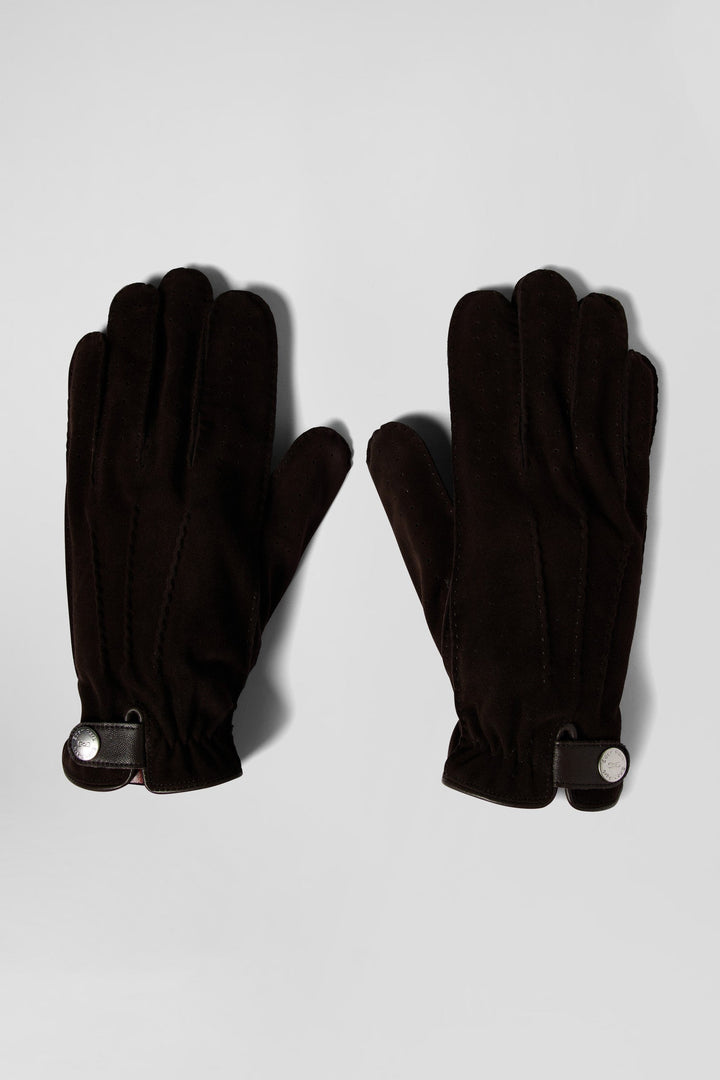 Paire de gants en cuir marron