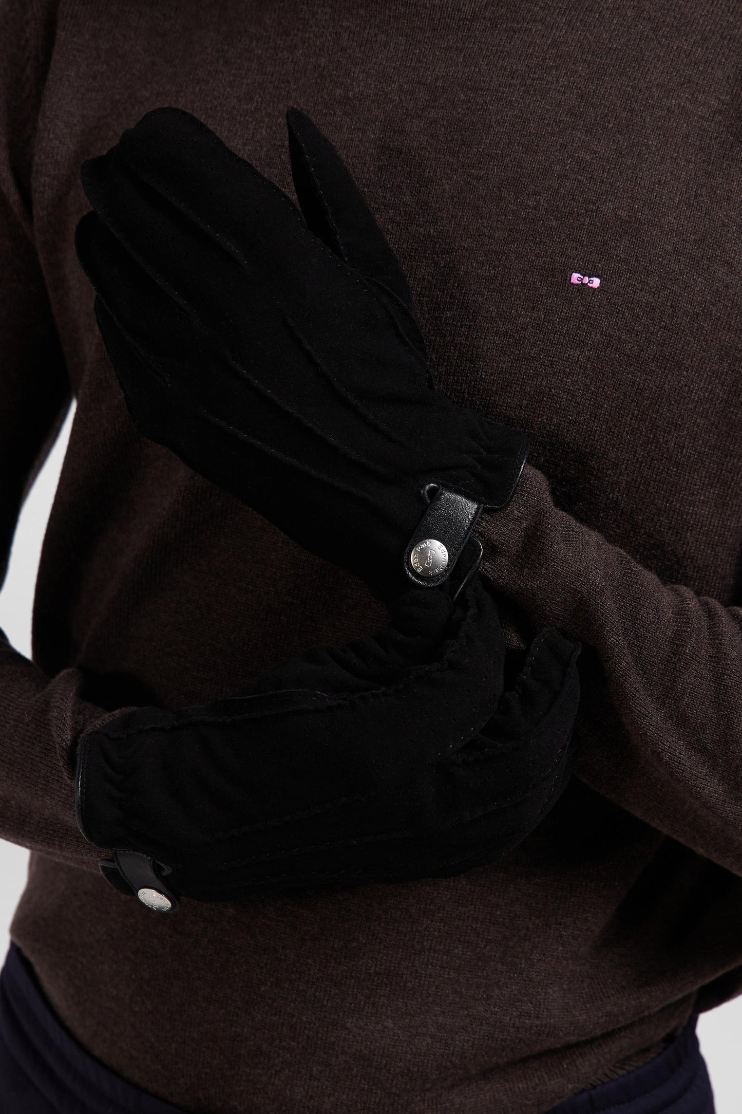 Black leather gloves