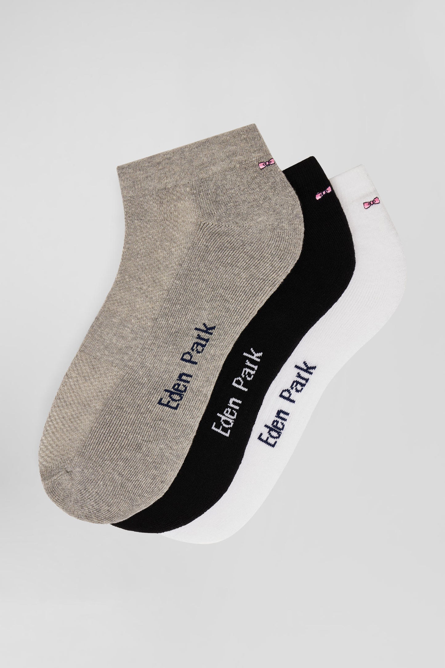 Set of 3 pairs of grey mixed cotton socks