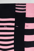 Set of 3 pairs of striped pink stretch cotton socks