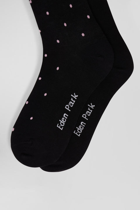 Set of 2 pairs of plain black stretch cotton socks - Image 3