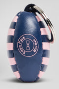 Pink striped rugby ball key ring with French Flair screen-print