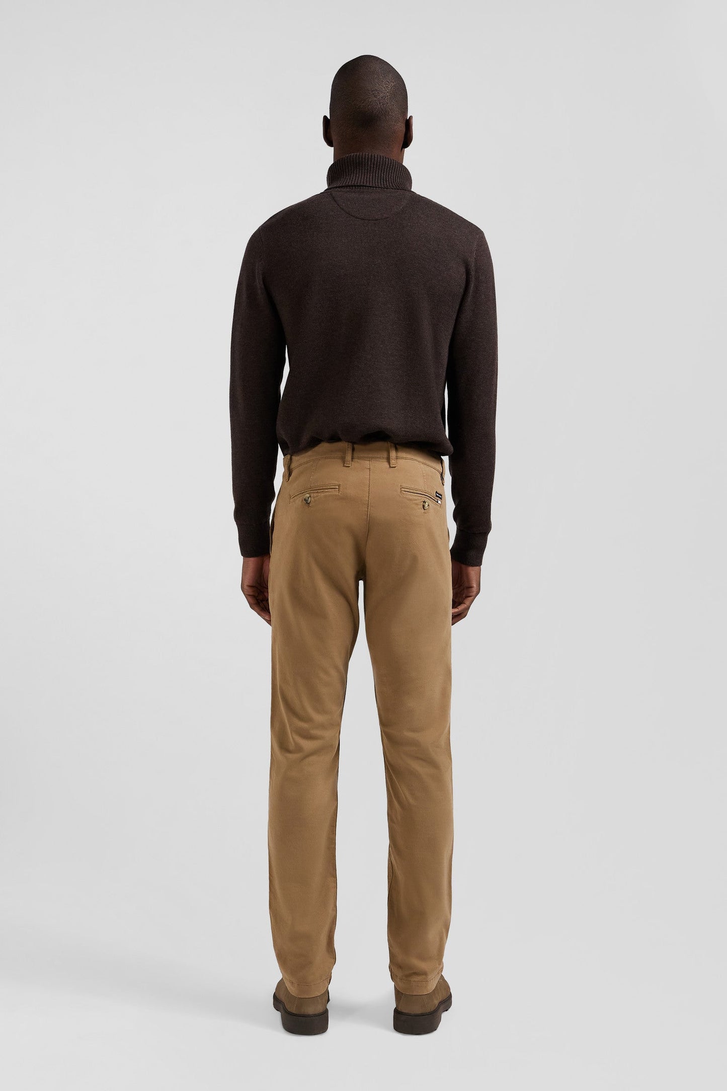 Pantalon chino marron en gabardine de coton stretch coupe Regular - Image 6