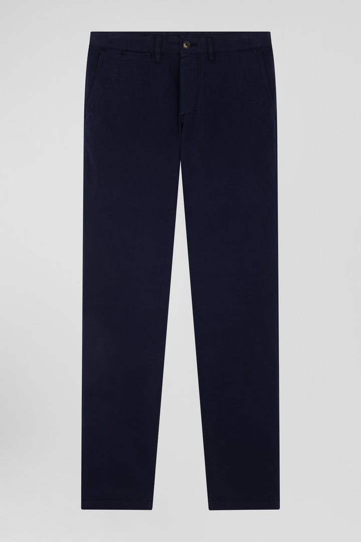 Pantalon chino bleu marine en gabardine de coton stretch coupe Regular alt view