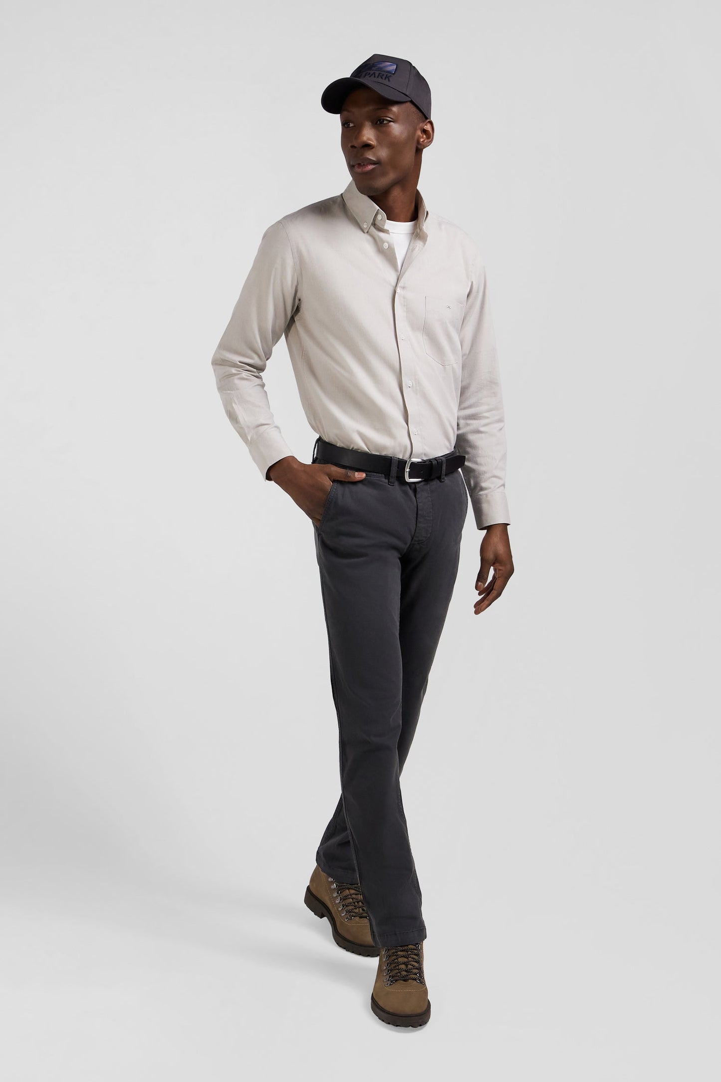 Pantalon chino gris anthracite en gabardine de coton stretch coupe Regular - Image 3