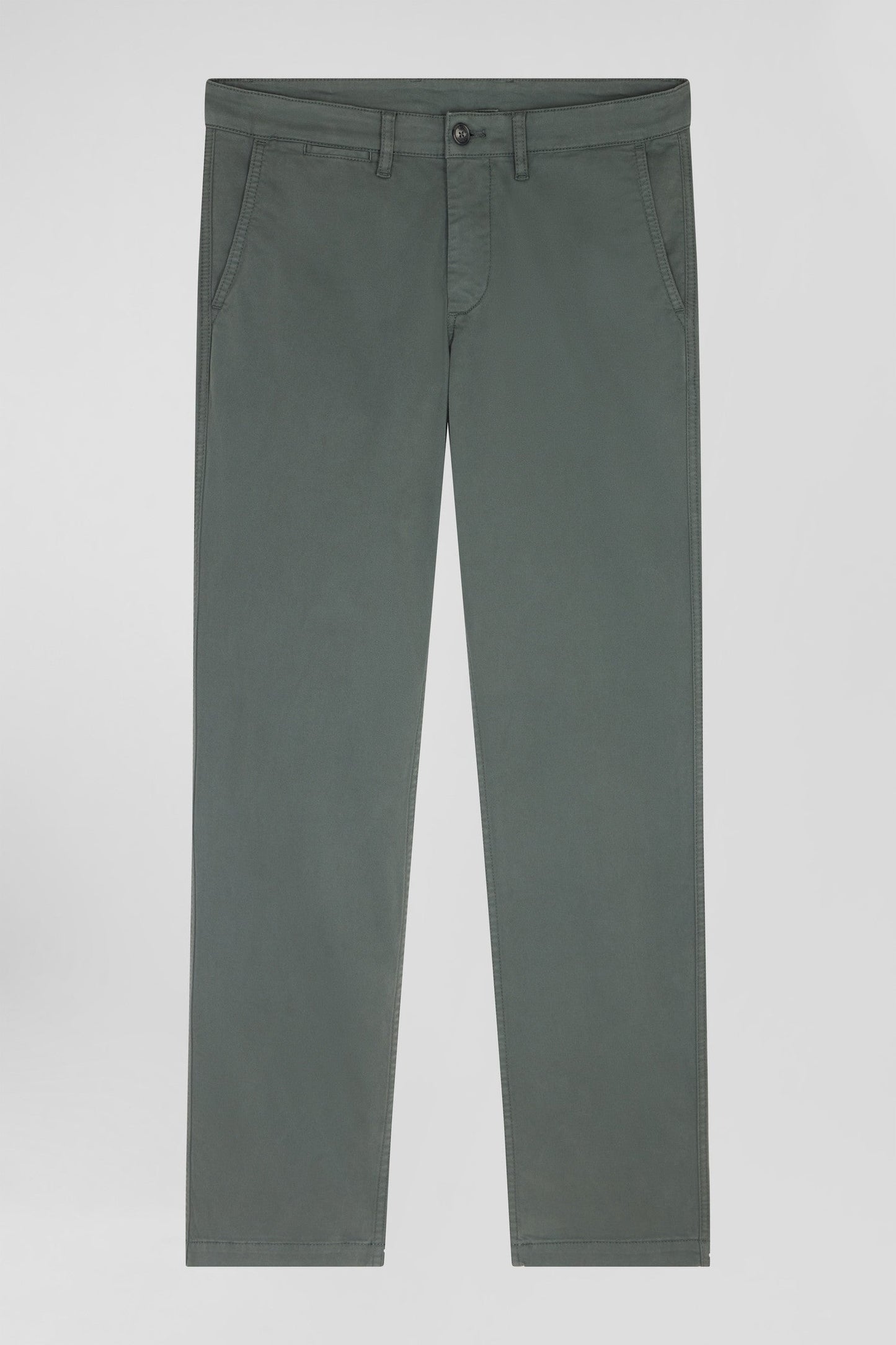 Pantalon chino gris en gabardine de coton stretch coupe Regular - Image 2