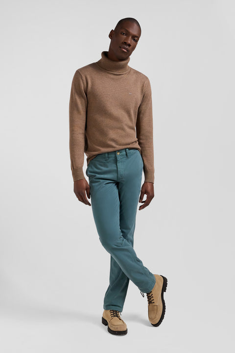 Regular green chino trousers in stretch cotton gabardine - Image 3