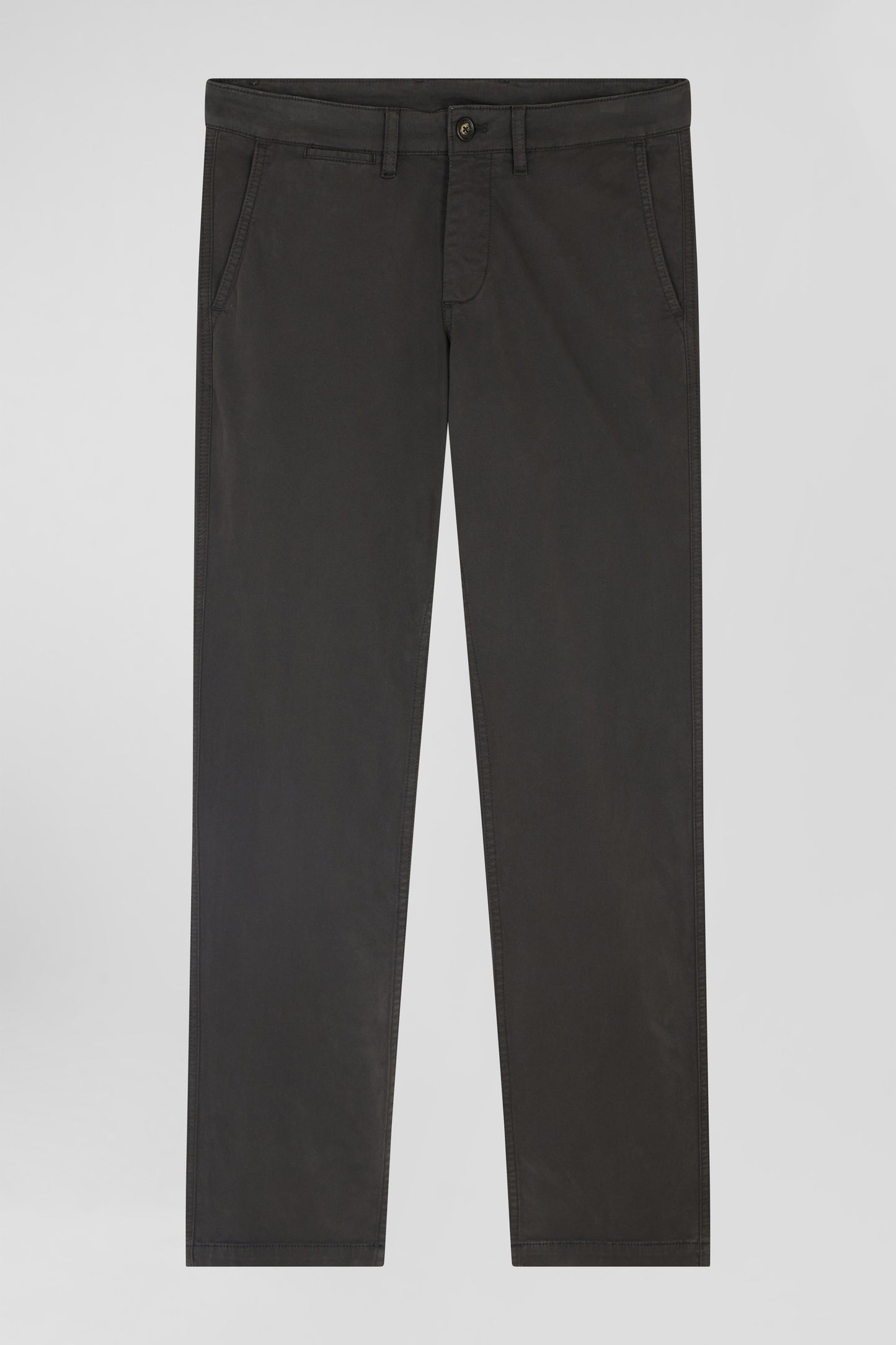 Brown chino pants in stretch cotton gabardine, regular fit