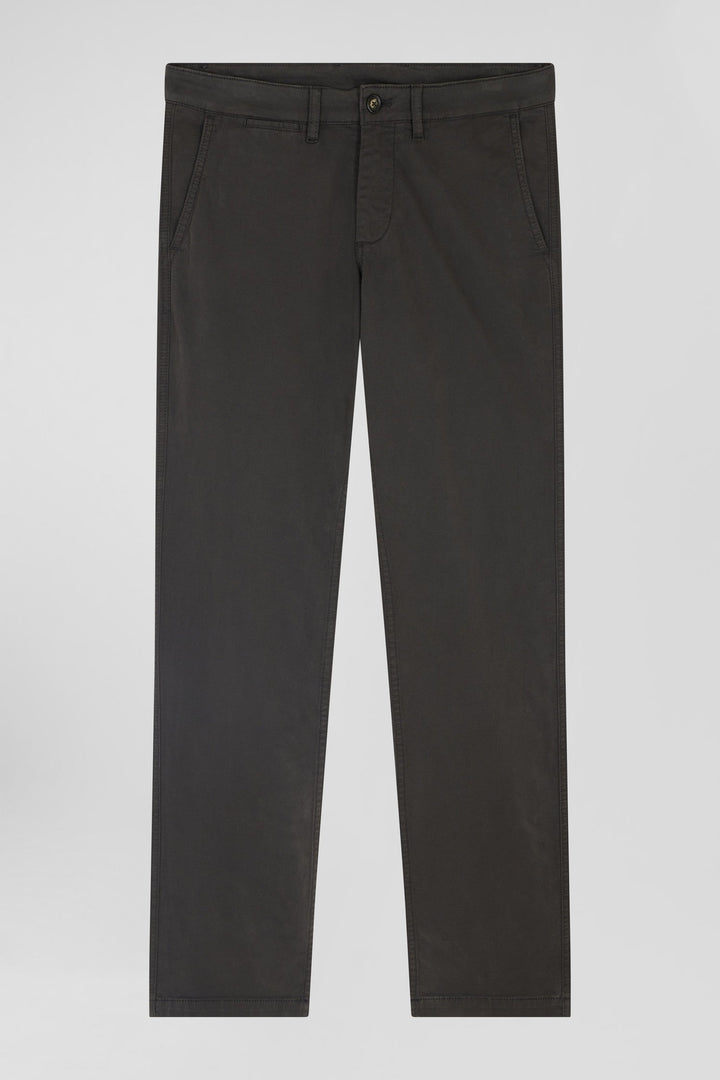 Pantalon chino noir en gabardine de coton stretch coupe Regular alt view