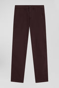 Pantalon chino bordeaux en gabardine de coton stretch coupe Regular