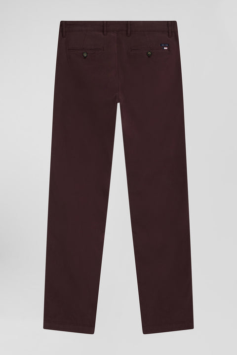 Regular burgundy chino trousers in stretch cotton gabardine - Image 2