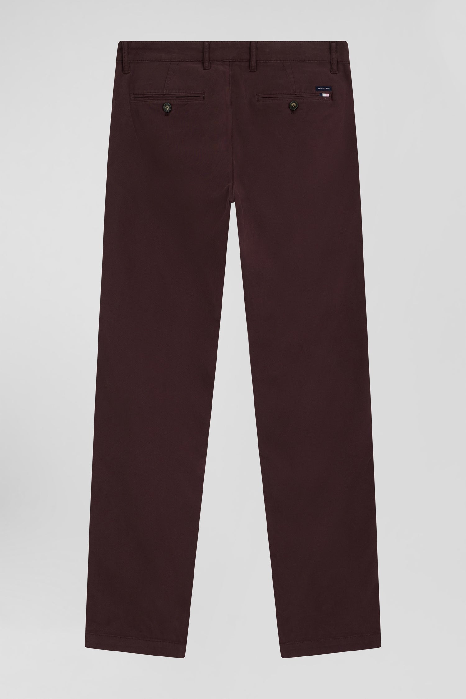 Pantalon chino bordeaux en gabardine de coton stretch coupe Regular