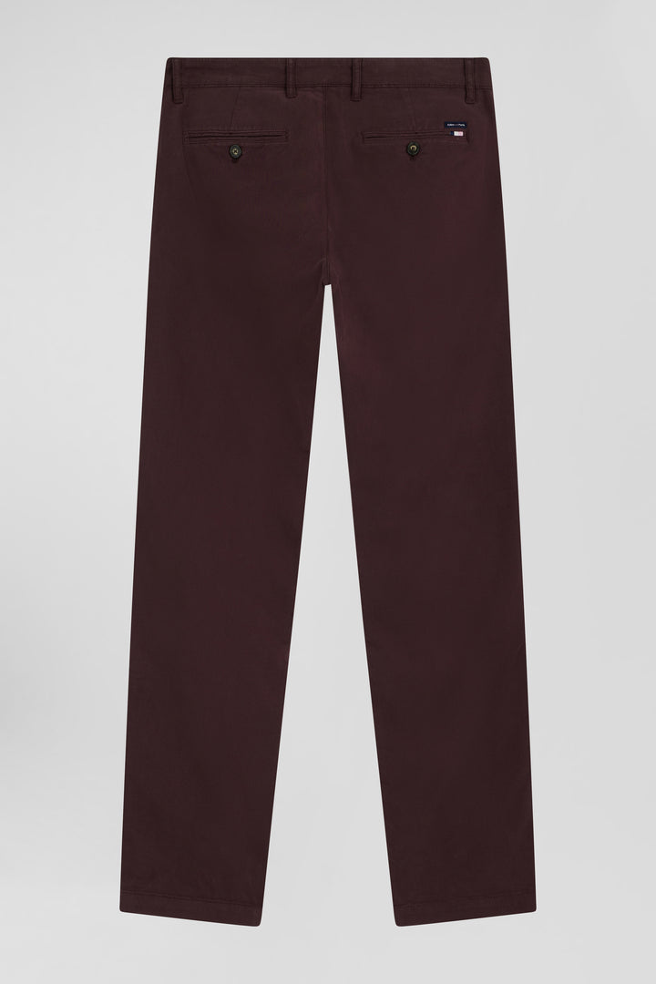 Pantalon chino bordeaux en gabardine de coton stretch coupe Regular alt view