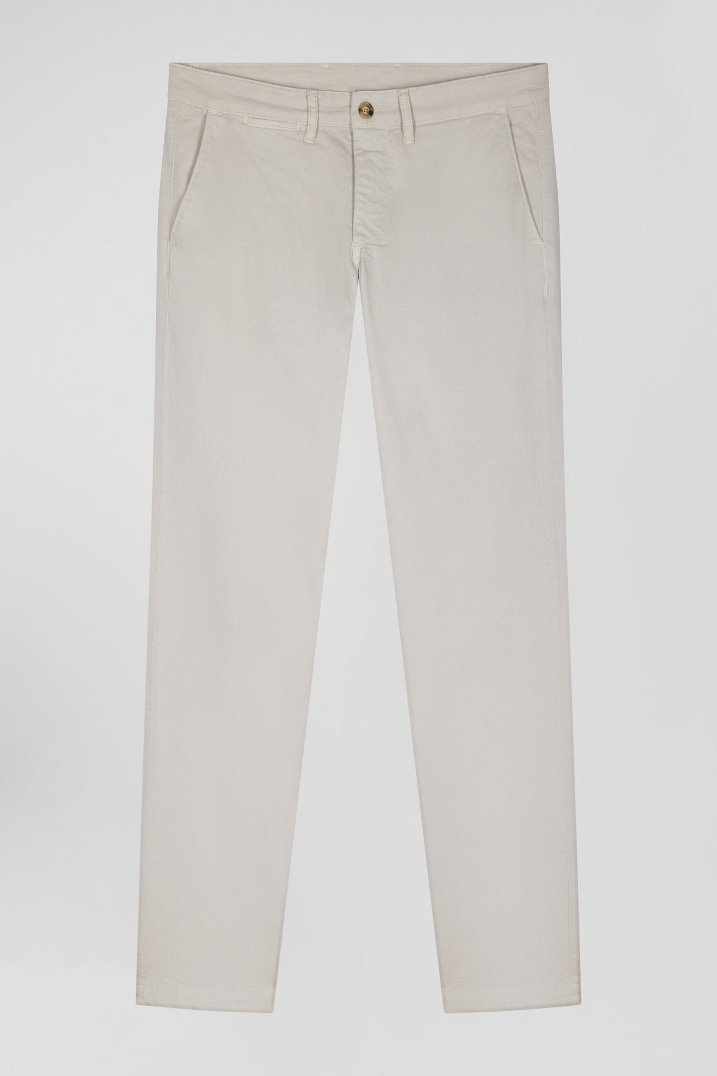 Pantalon chino uni en coton stretch beige coupe Slim - Image 2