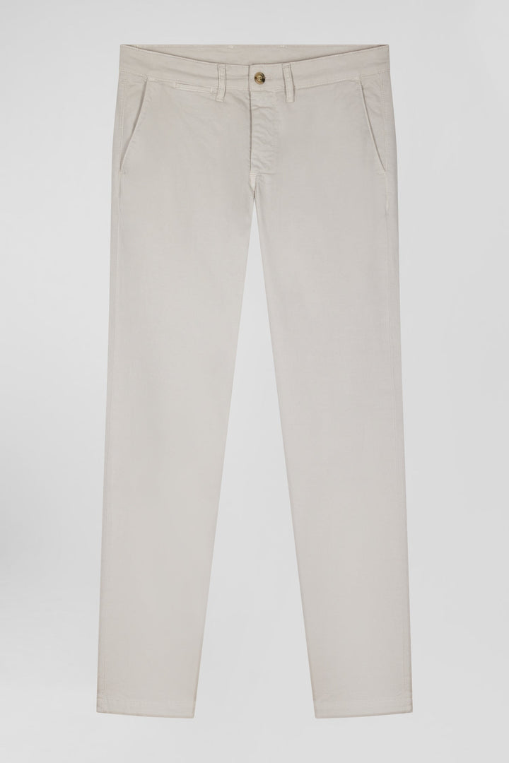 Pantalon chino uni en coton stretch beige coupe Slim alt view