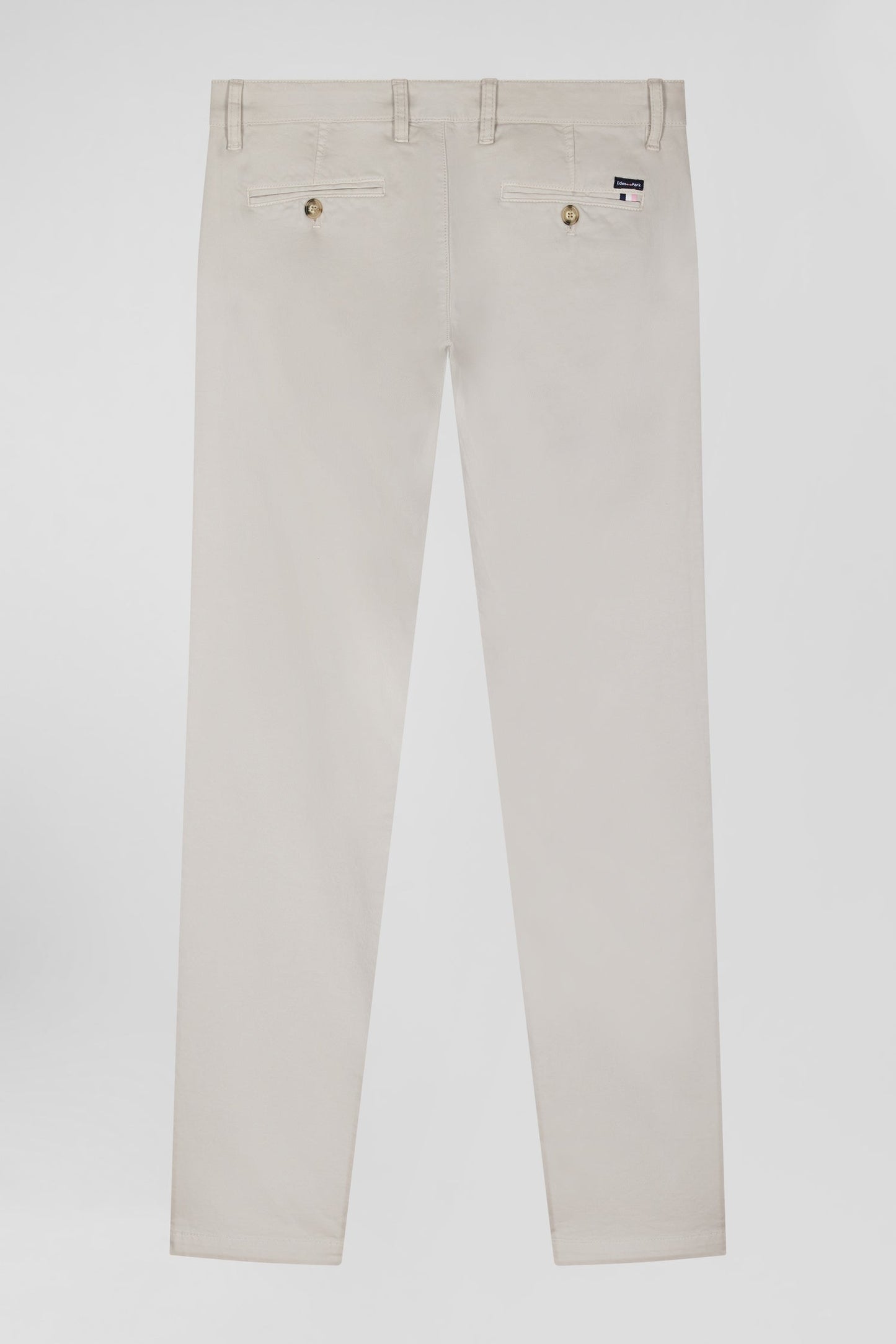 Pantalon chino uni en coton stretch beige coupe Slim - Image 4