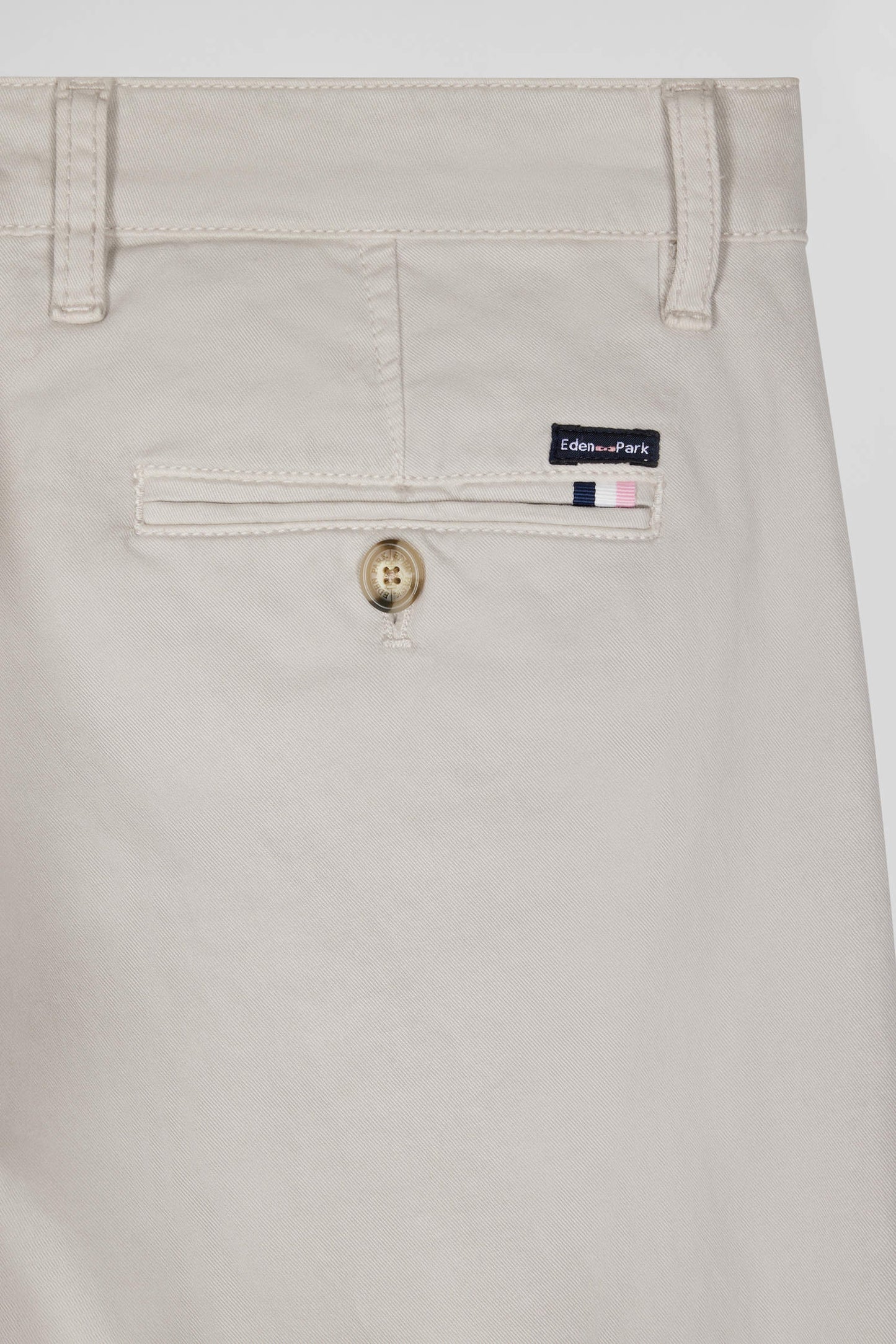 Pantalon chino uni en coton stretch beige coupe Slim - Image 9