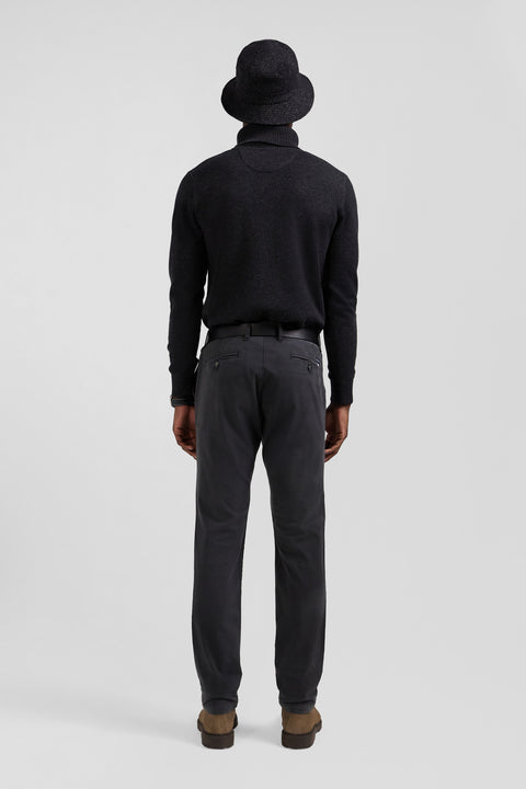 Slim plain anthracite grey chino trousers in stretch cotton - Image 3