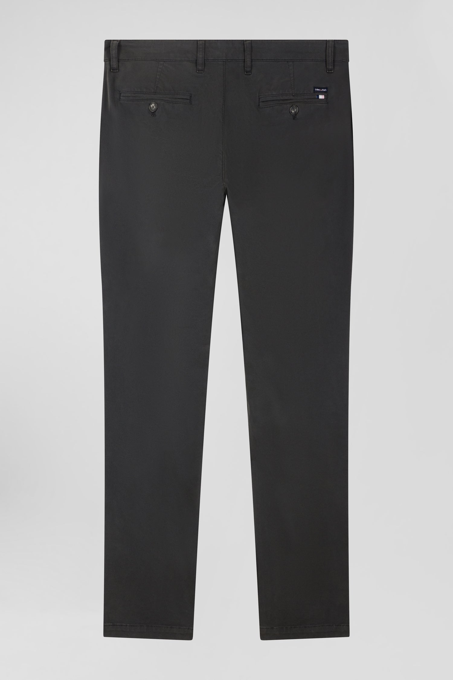 Pantalon chino uni en coton stretch gris anthracite coupe Slim