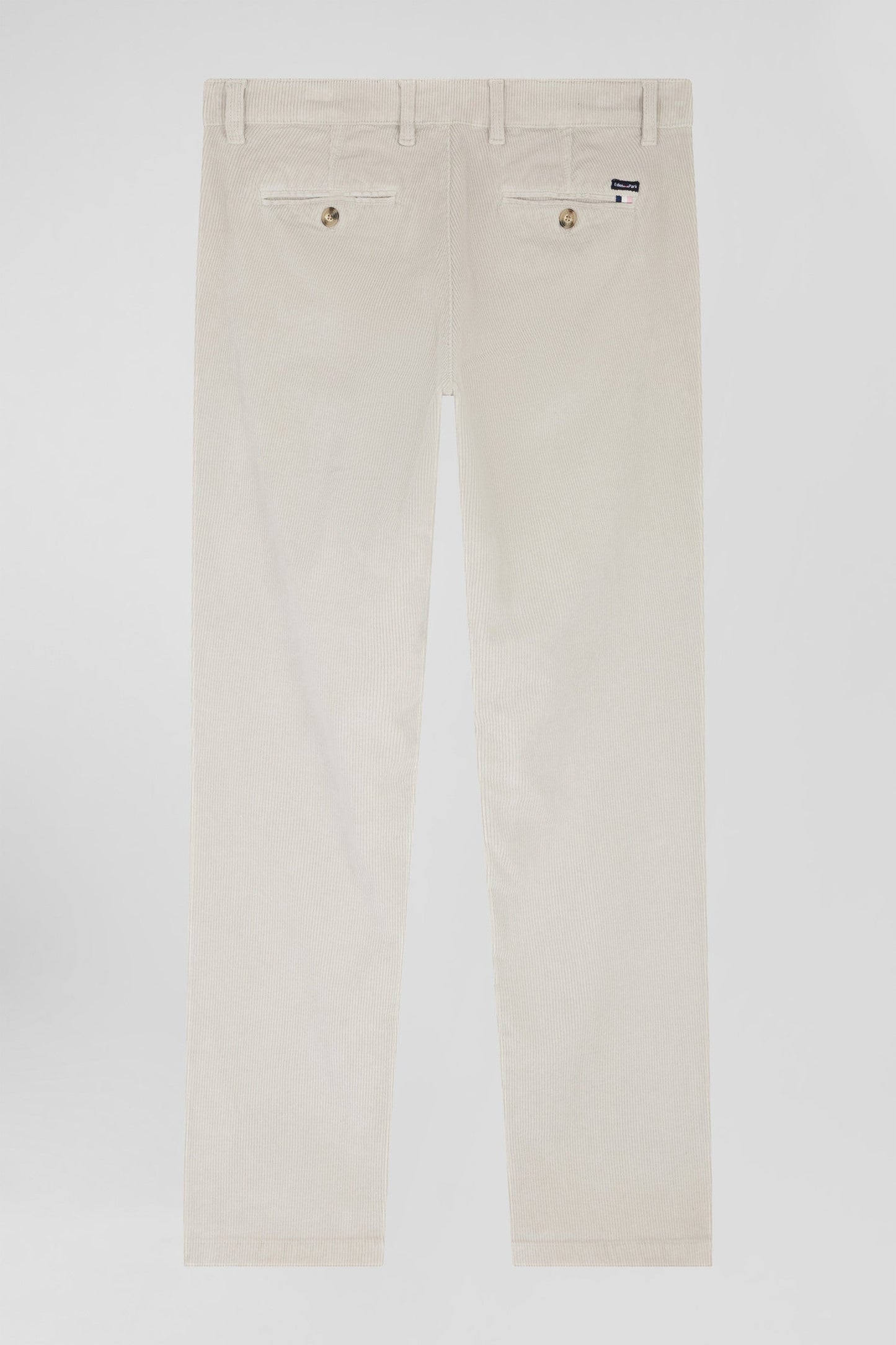 Pantalon chino en coton velours stretch écru coupe Regular - Image 4