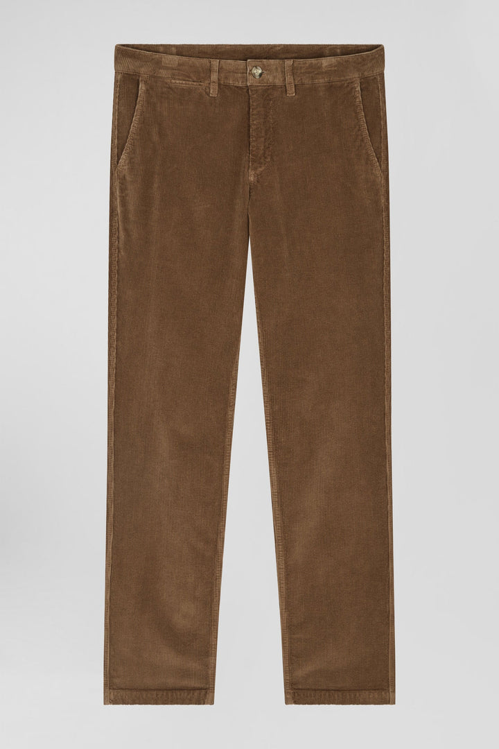 Pantalon chino en coton velours stretch camel coupe Regular alt view