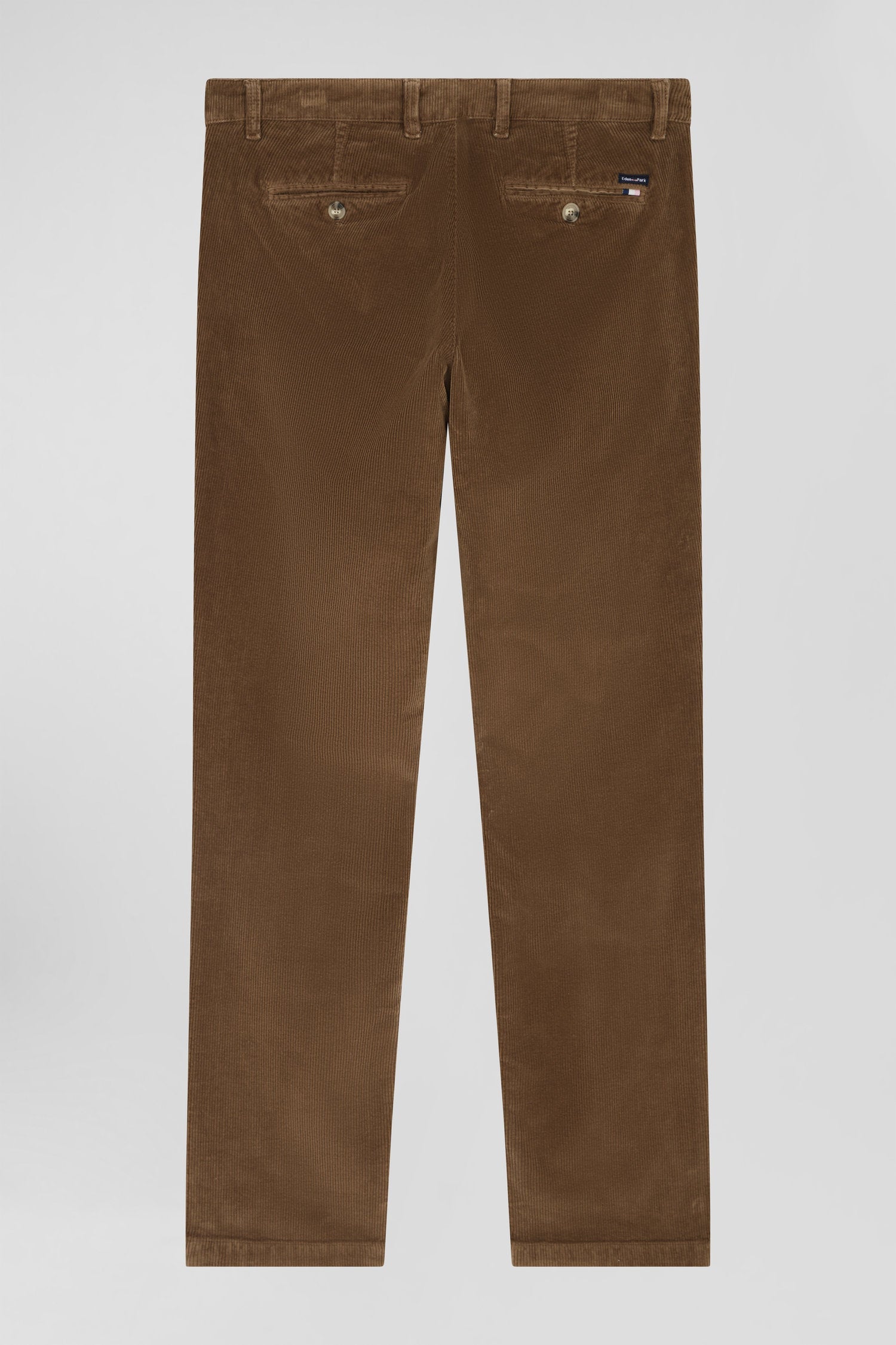 Pantalon chino en coton velours stretch camel coupe Regular