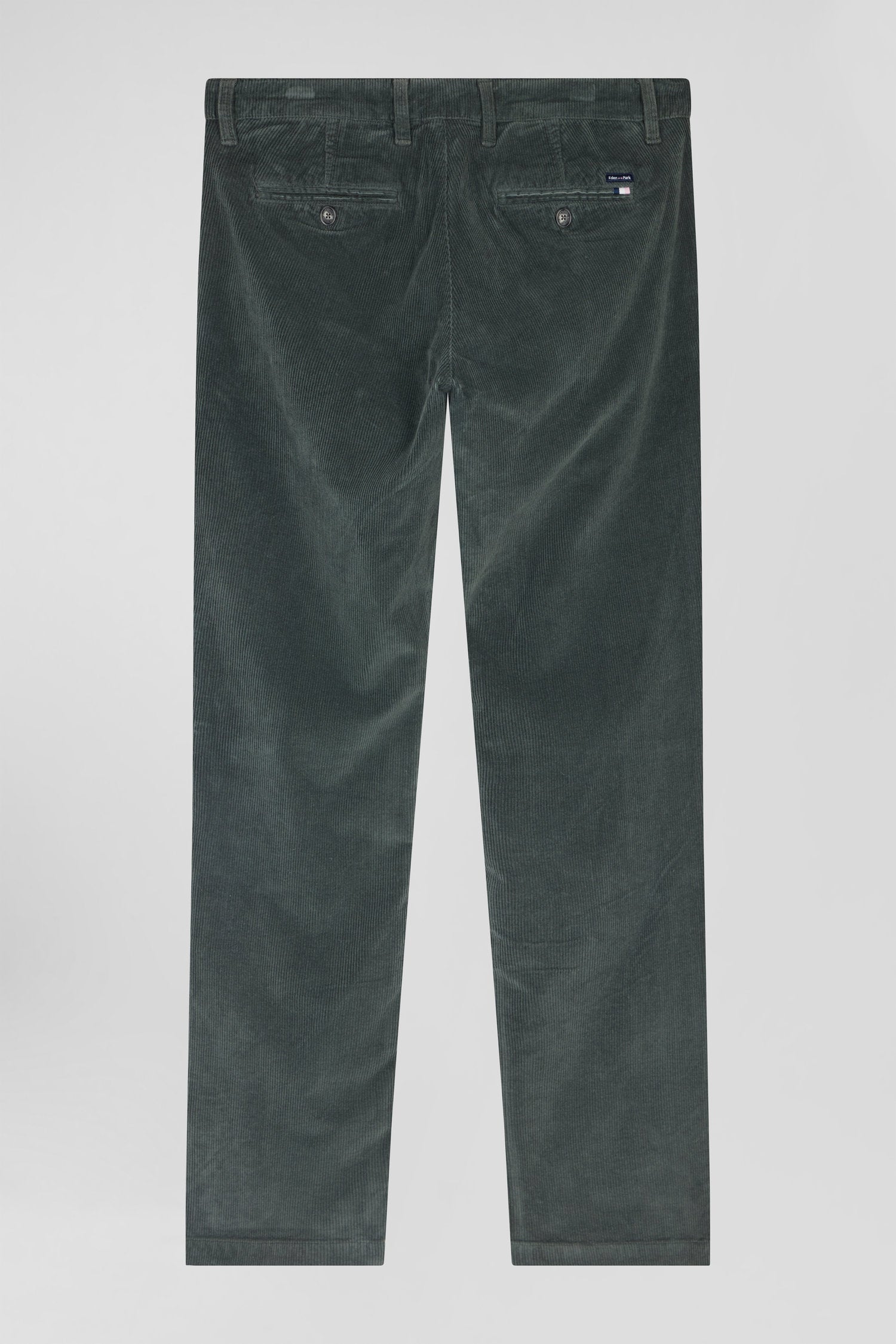 Pantalon chino en coton velours stretch gris coupe Regular