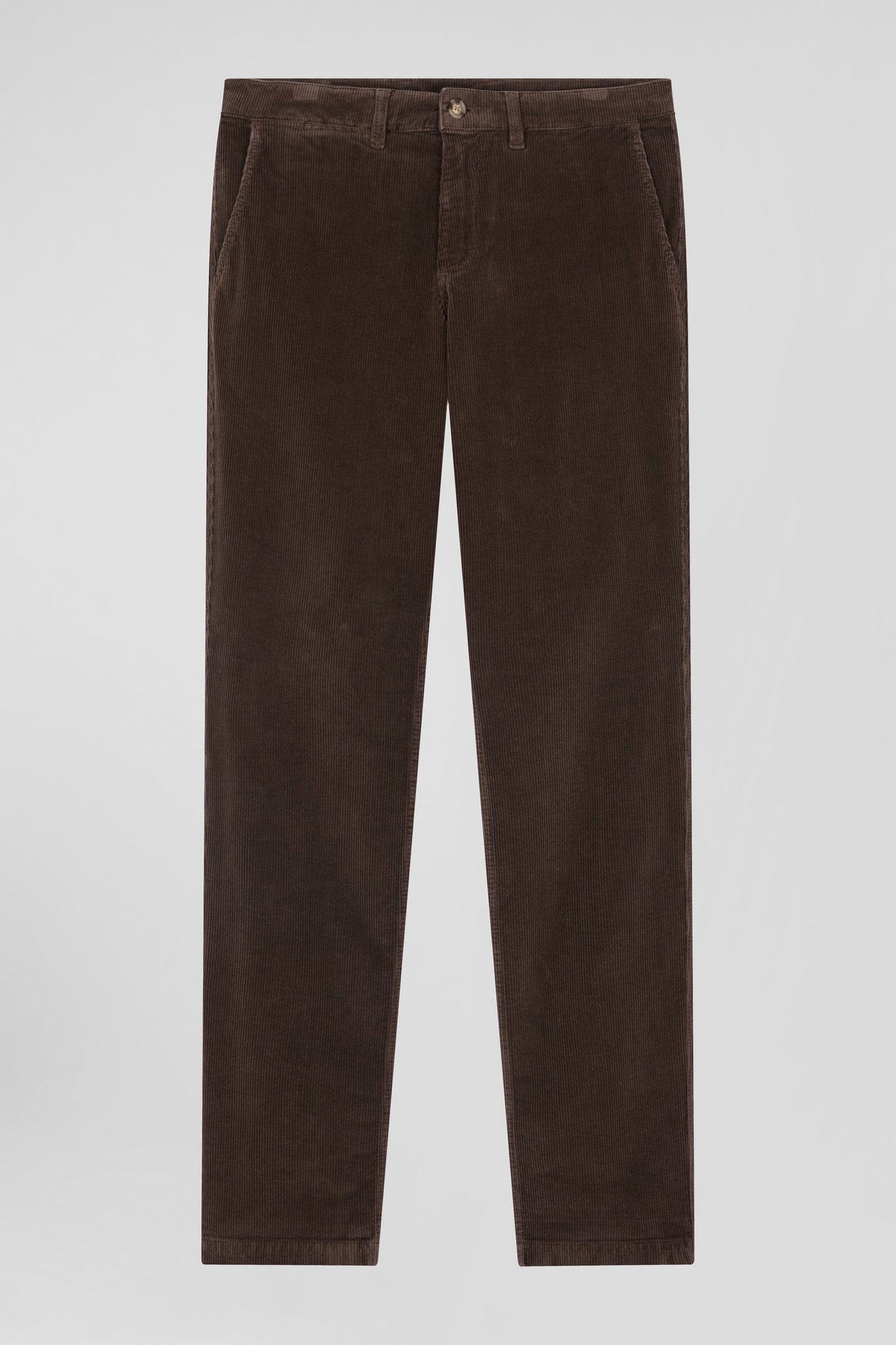 Pantalon chino en coton velours stretch marron coupe Regular - Image 2