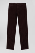 Pantalon chino en coton velours stretch bordeaux coupe Regular