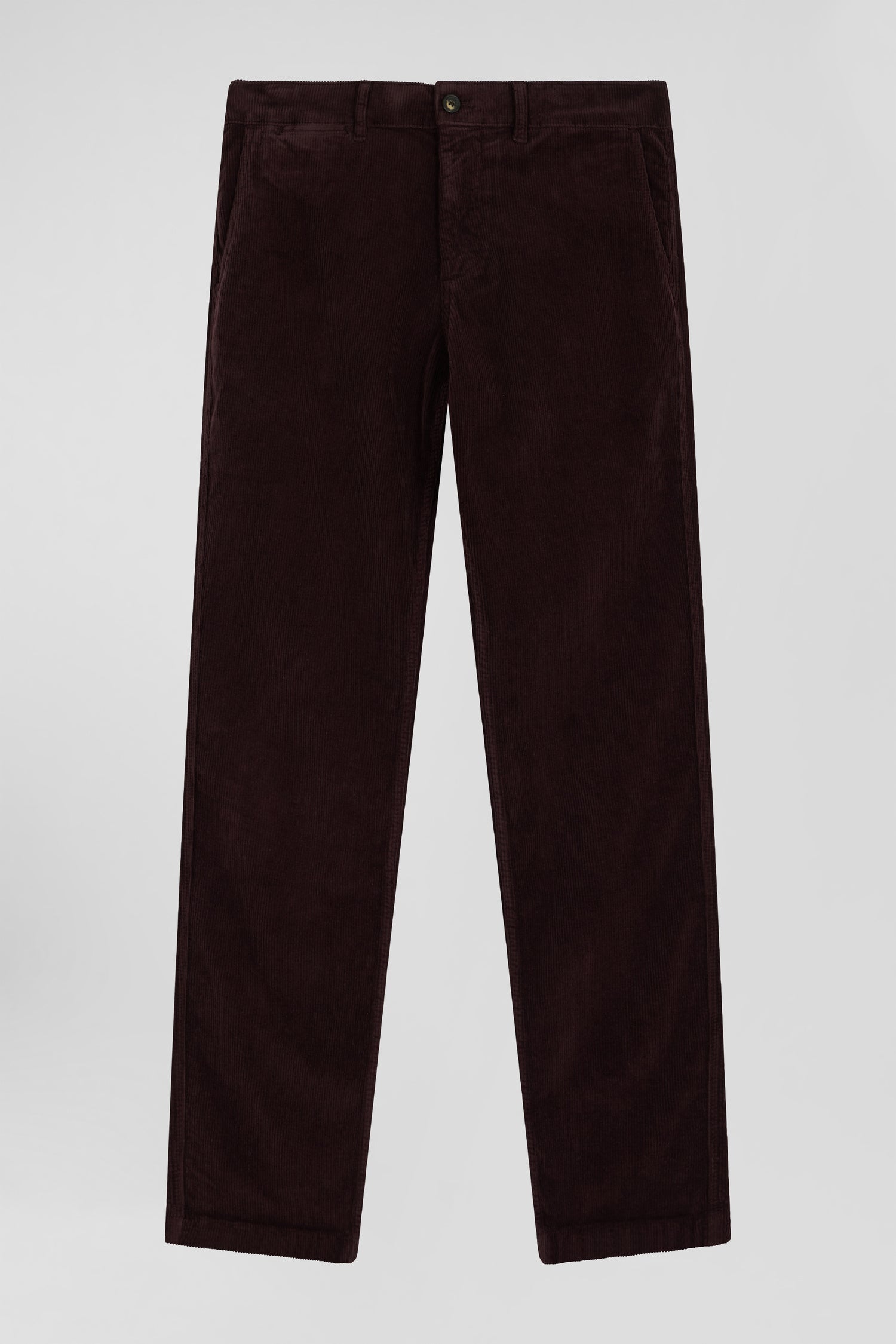 Pantalon chino en coton velours stretch bordeaux coupe Regular