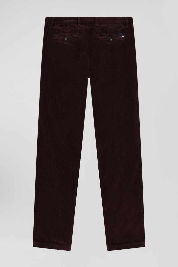 Pantalon chino en coton velours stretch bordeaux coupe Regular alt view