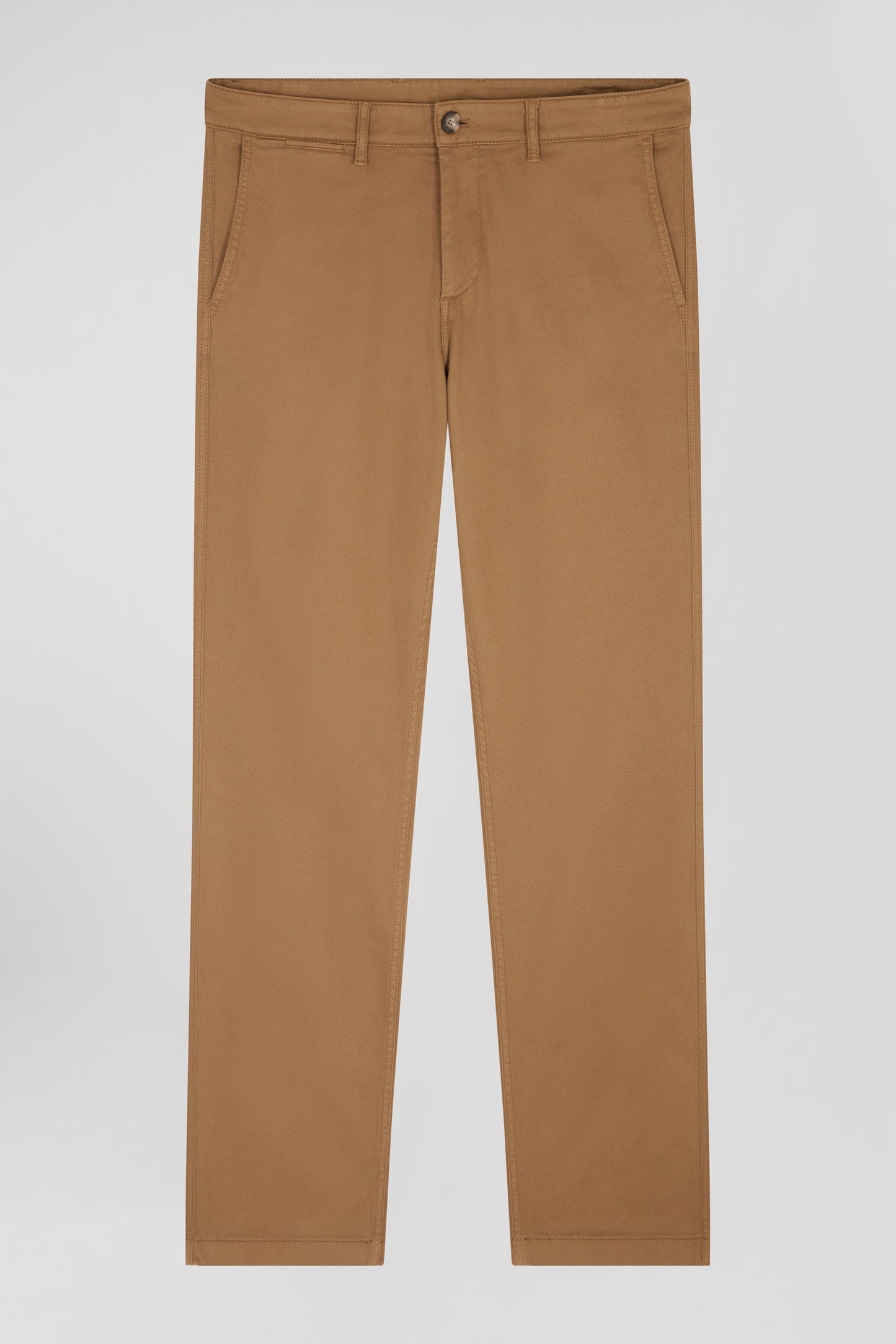 Chino pants in stretch cotton piqué and hazelnut modal, regular fit