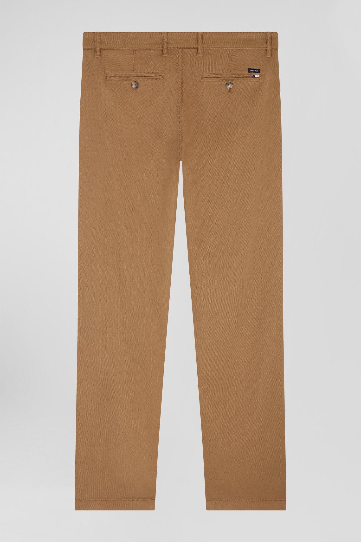 Pantalon chino en piqué de coton stretch et modal beige coupe Regular