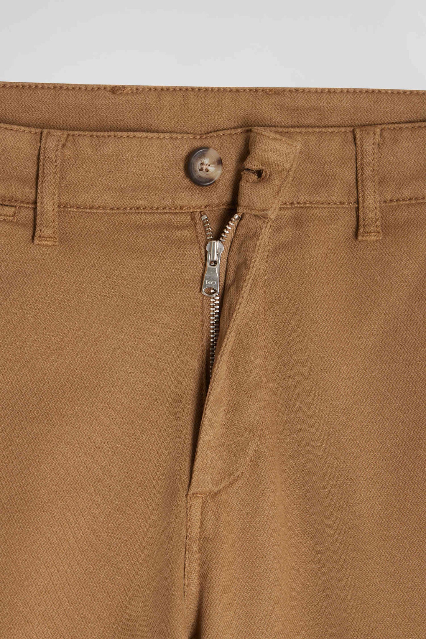 Chino pants in stretch cotton piqué and hazelnut modal, regular fit