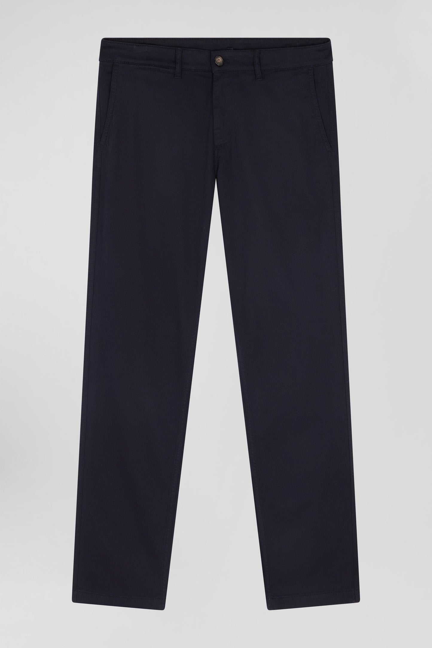 Pantalon chino en piqué de coton stretch et modal marine coupe Regular - Image 2