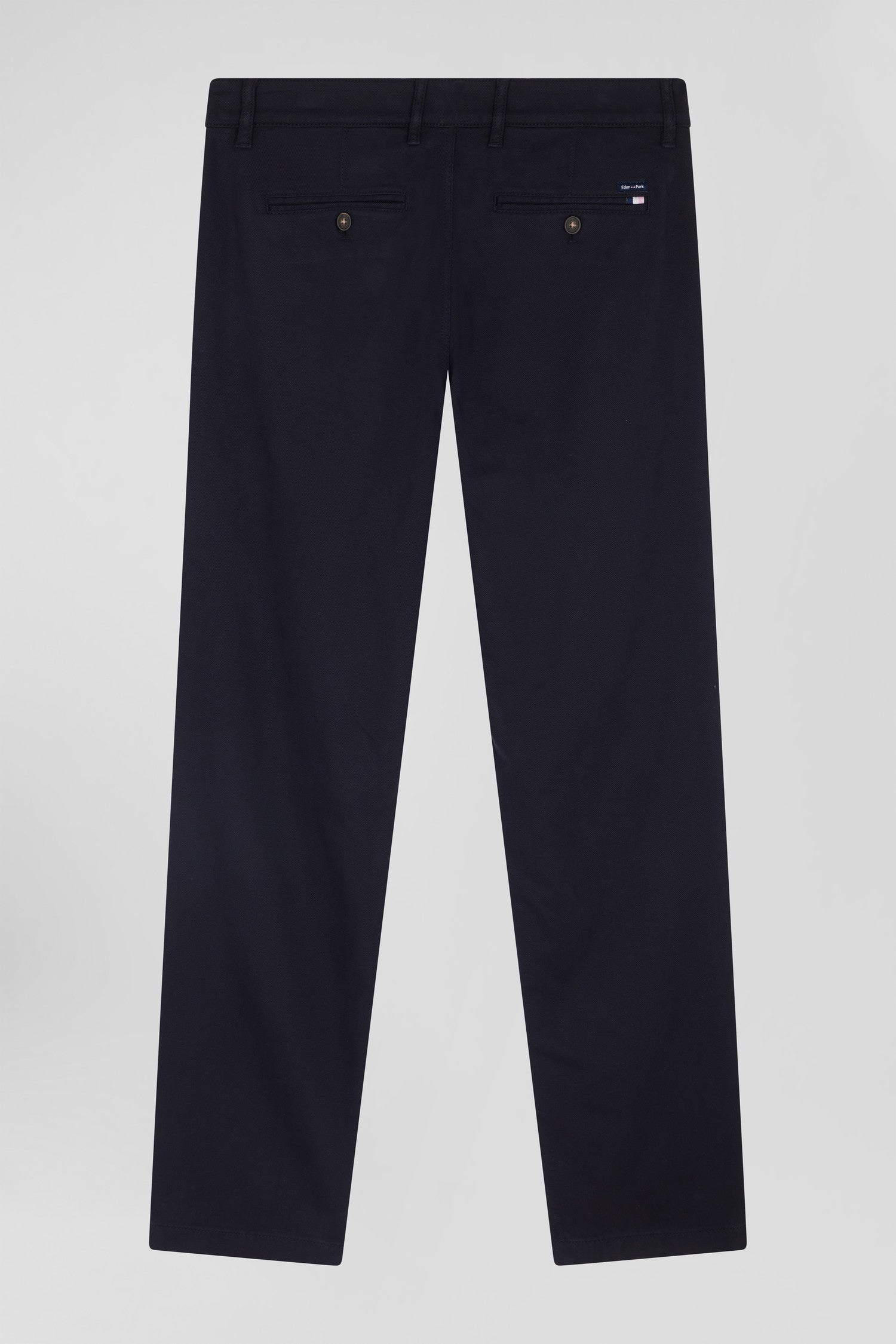 Pantalon chino en piqué de coton stretch et modal marine coupe Regular