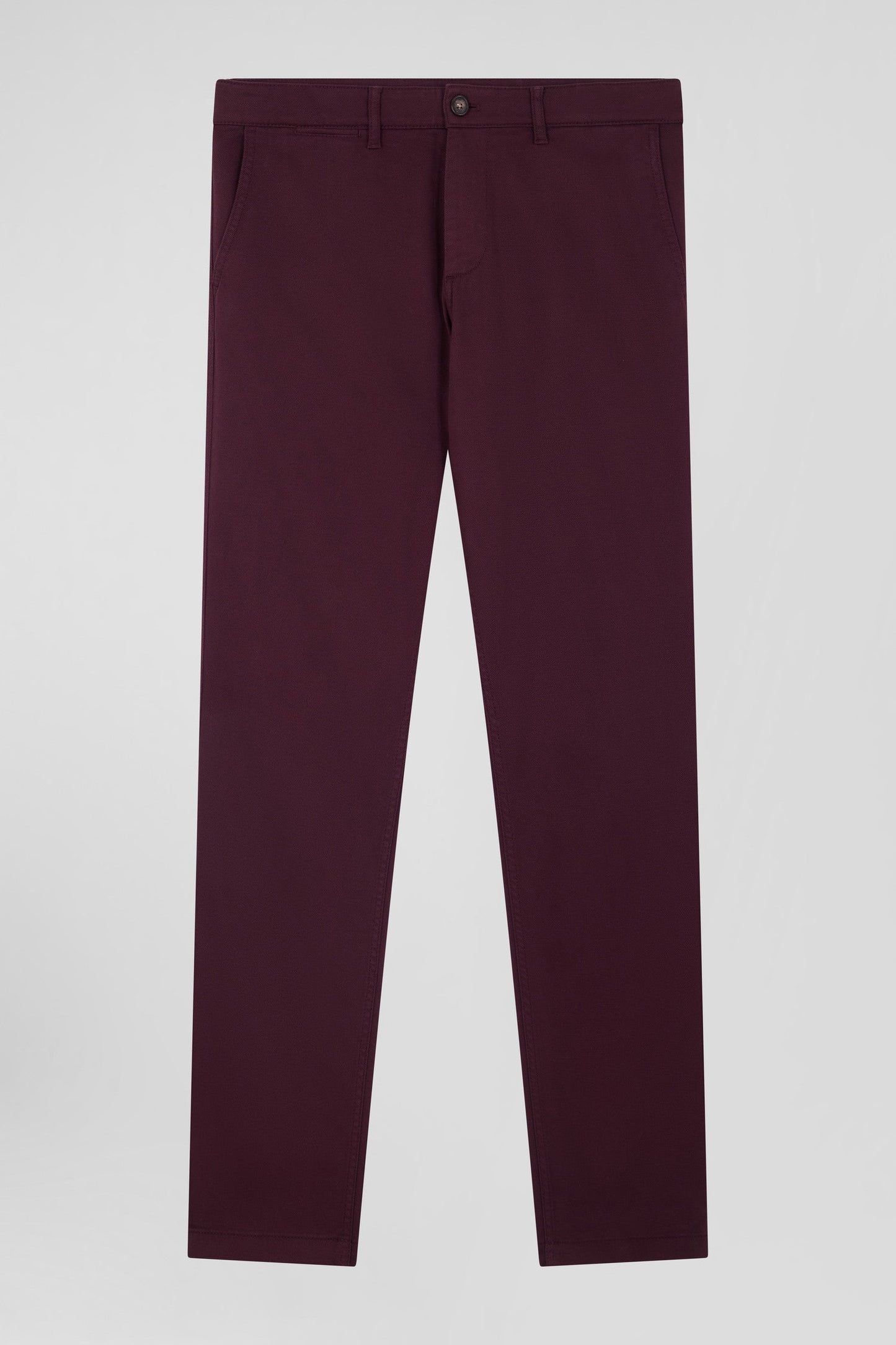 Pantalon chino en piqué de coton stretch et modal bordeaux coupe Regular - Image 2