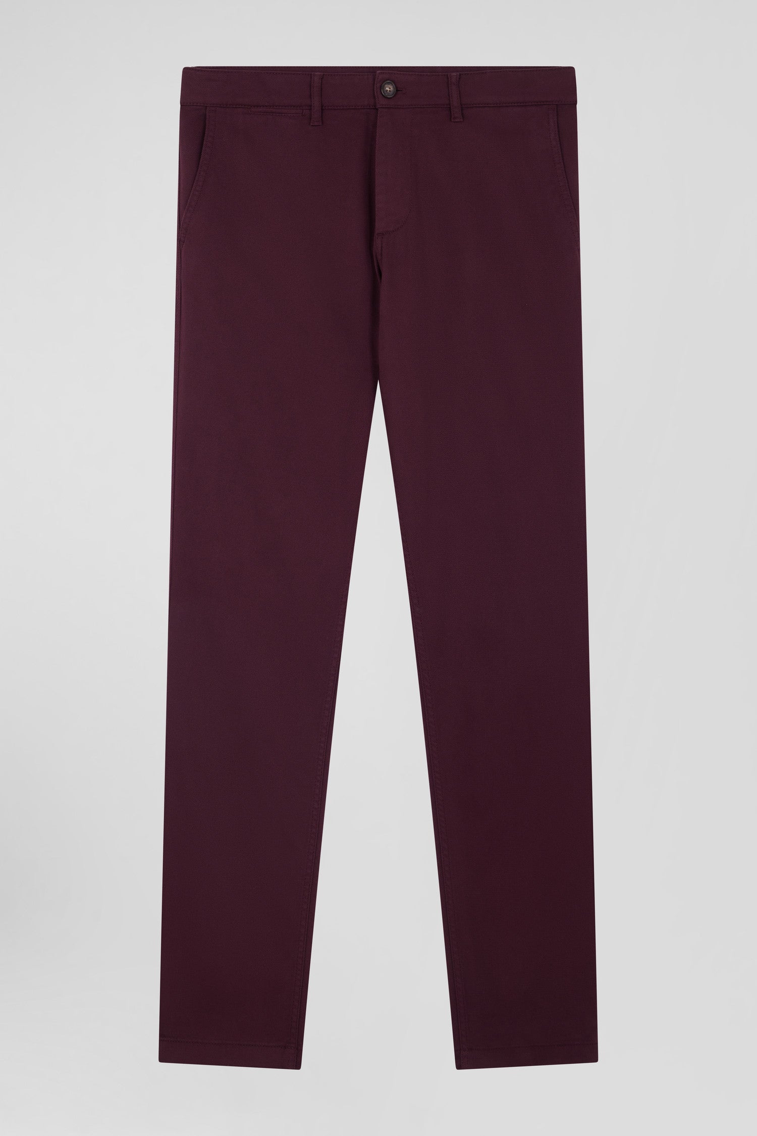 Pantalon chino en piqué de coton stretch et modal bordeaux coupe Regular