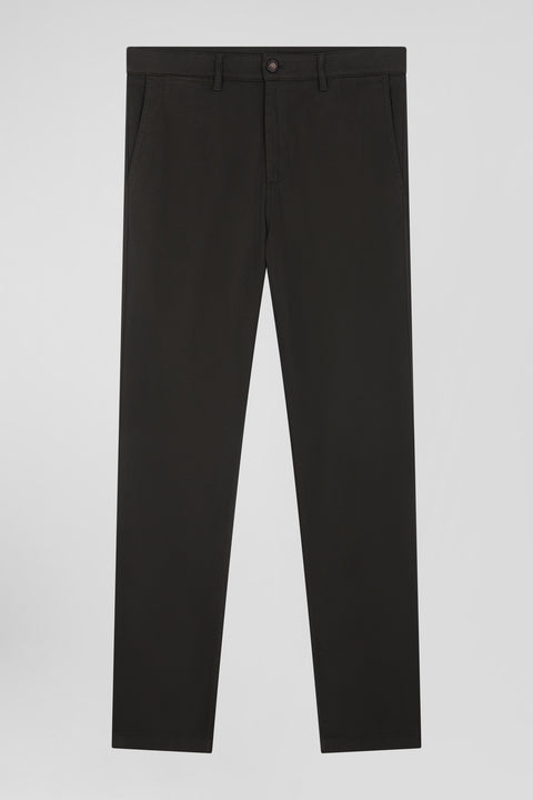 Regular khaki stretch cotton piqué and modal chino trousers - Image 2