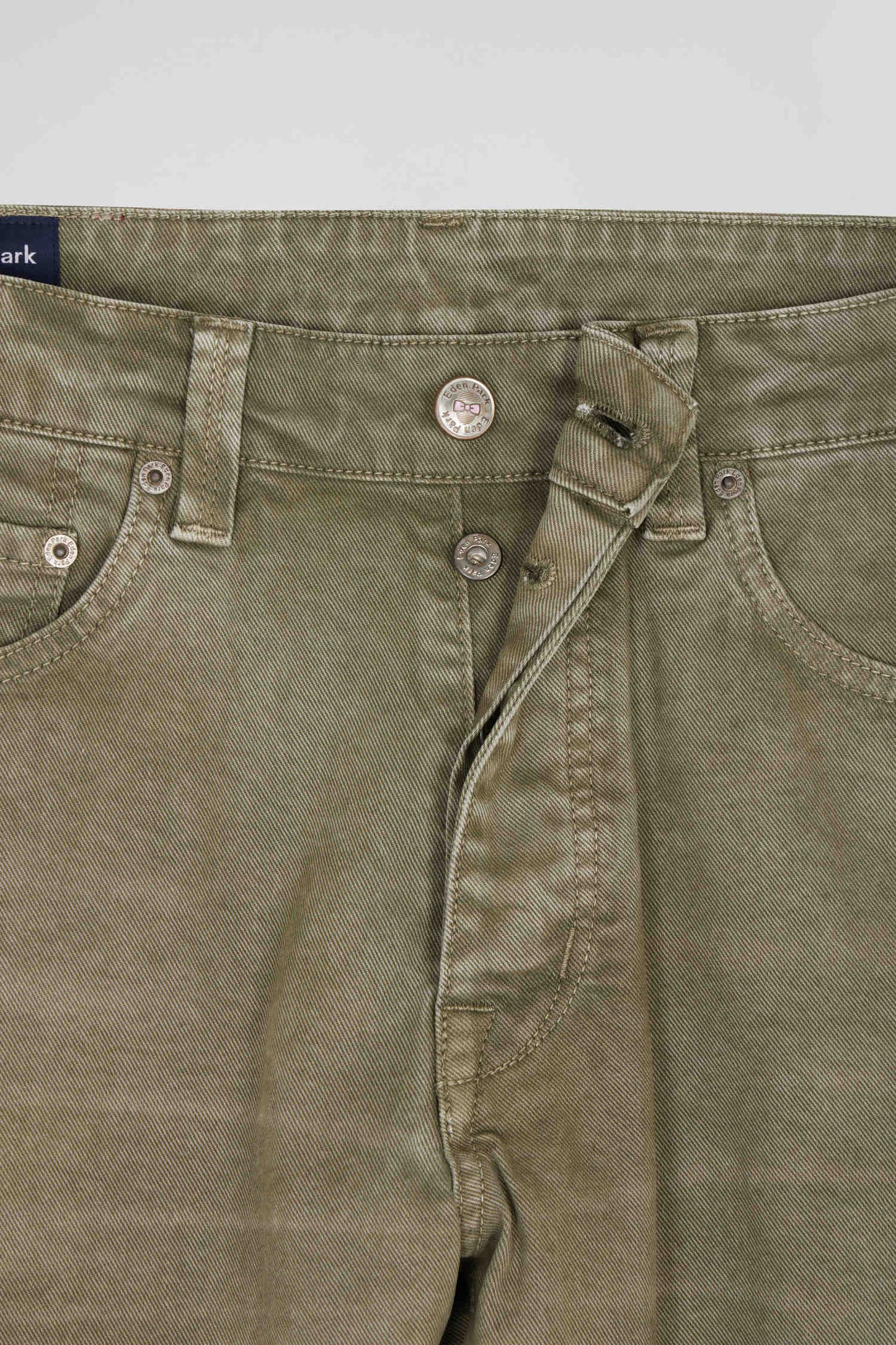 Regular beige stretch cotton 5-pocket trousers