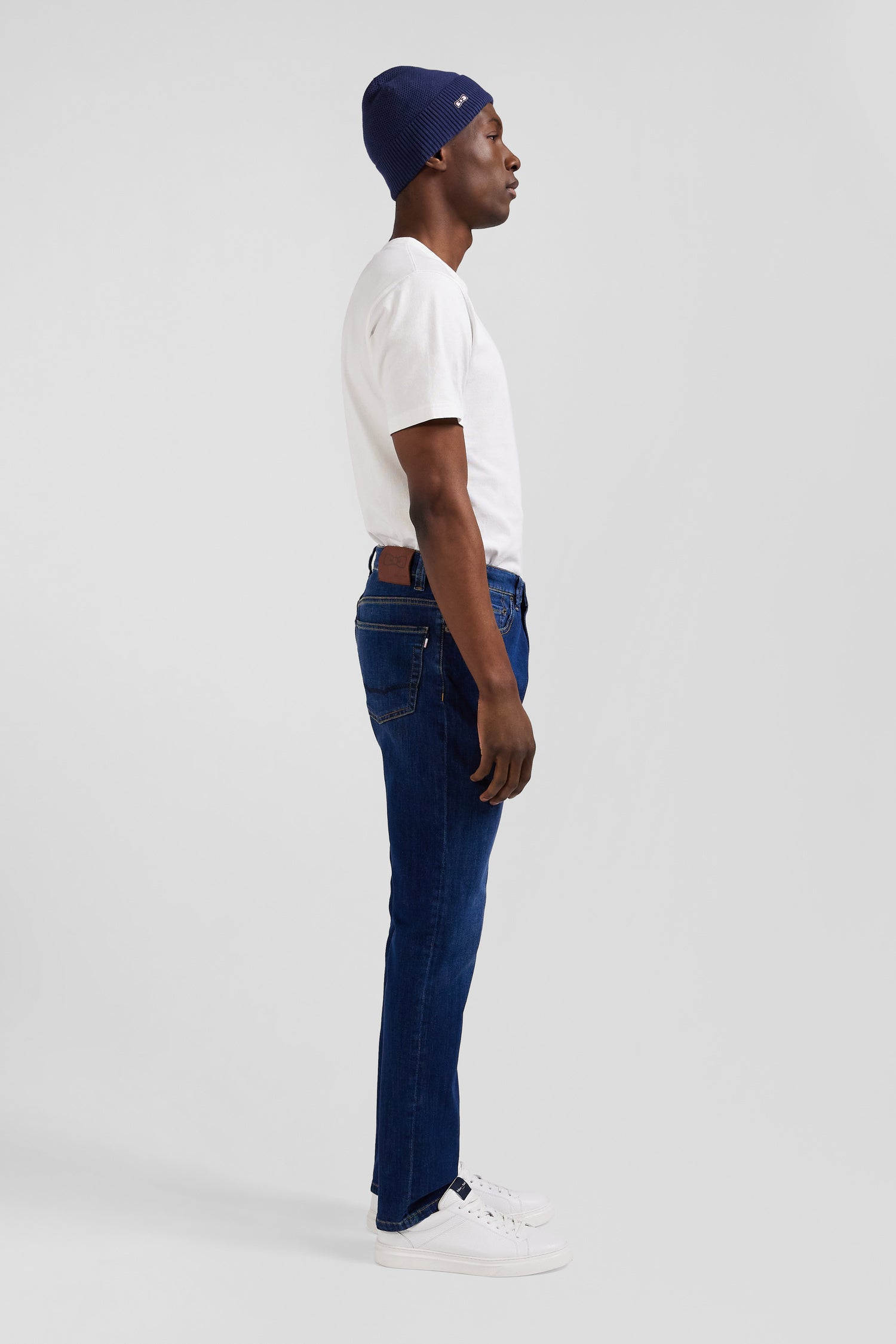 Jean en coton denim stretch brut coupe Regular délavage stone wash