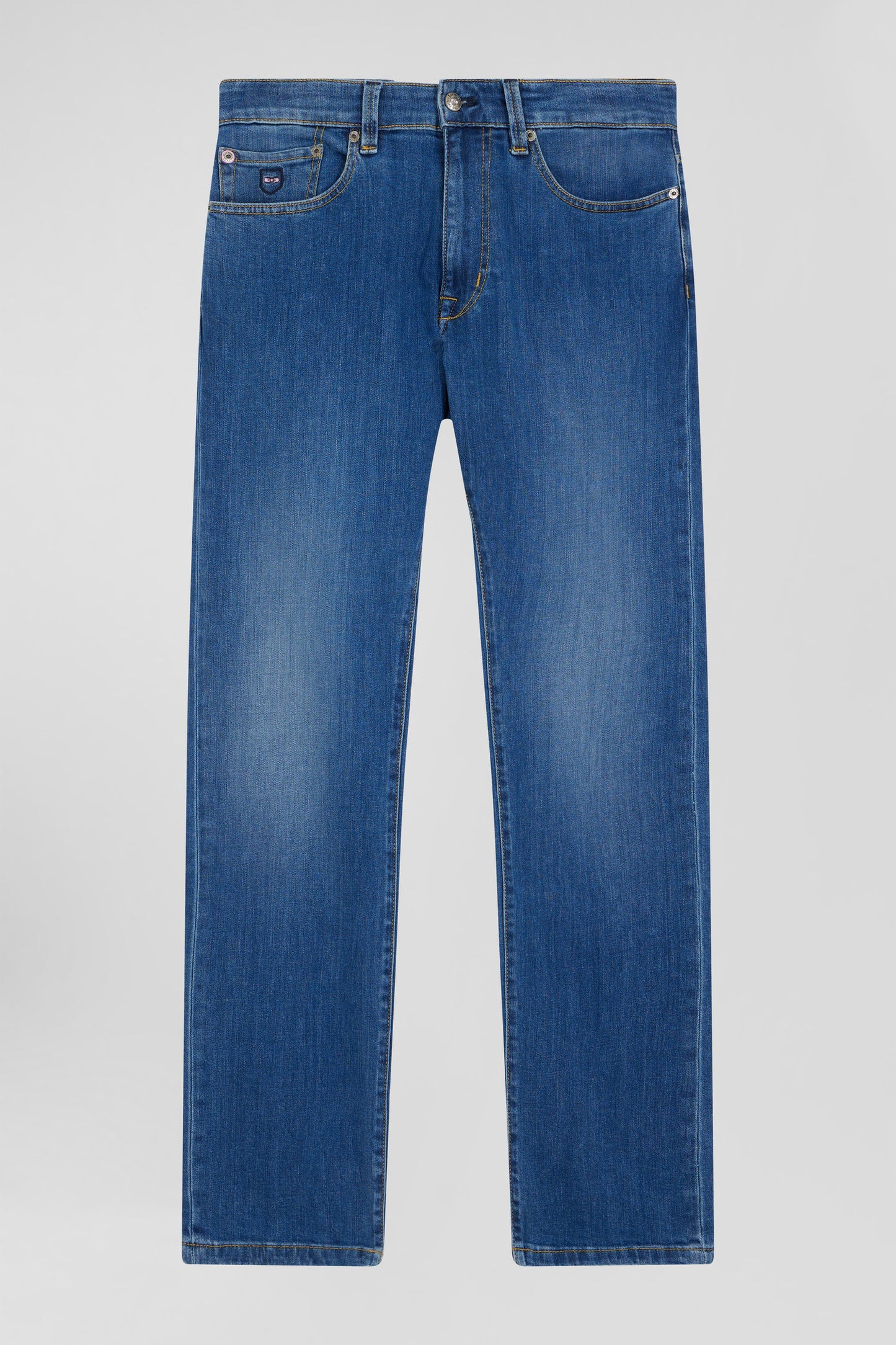 Jean en coton denim stretch brut coupe Regular double délavage stone wash - Image 1