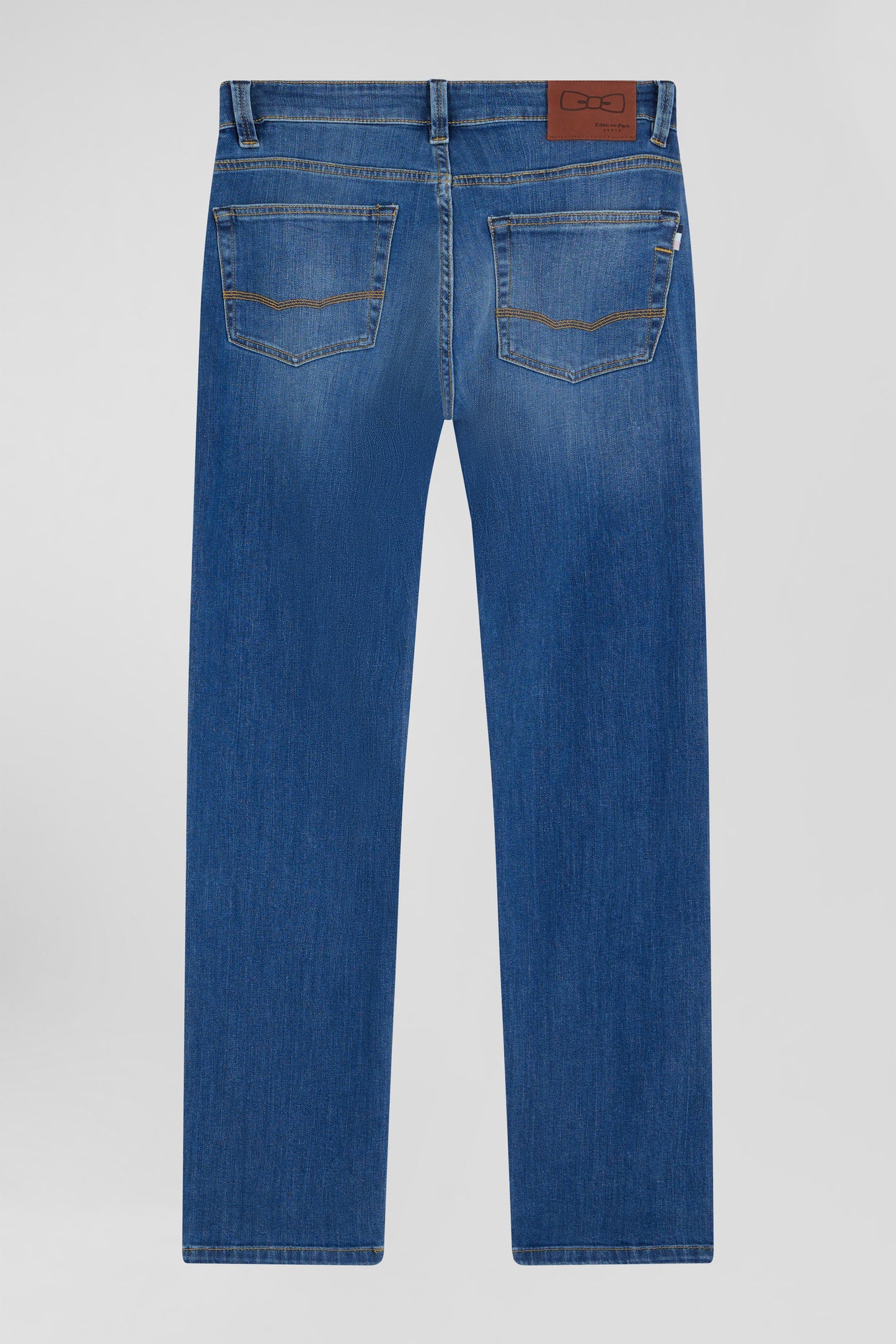 Jean en coton denim stretch brut coupe Regular double délavage stone wash - Image 2