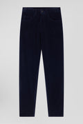 Comfort navy blue stretch cotton 5-pocket jeans