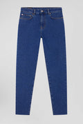 Slim dark blue cotton 5-pocket jeans