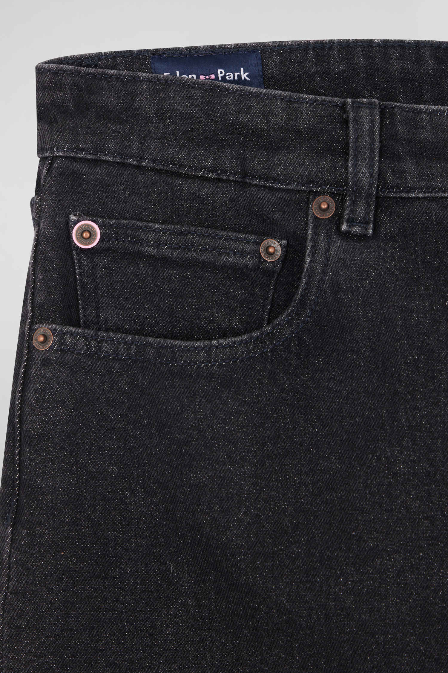 Regular black stretch cotton 5-pocket jeans