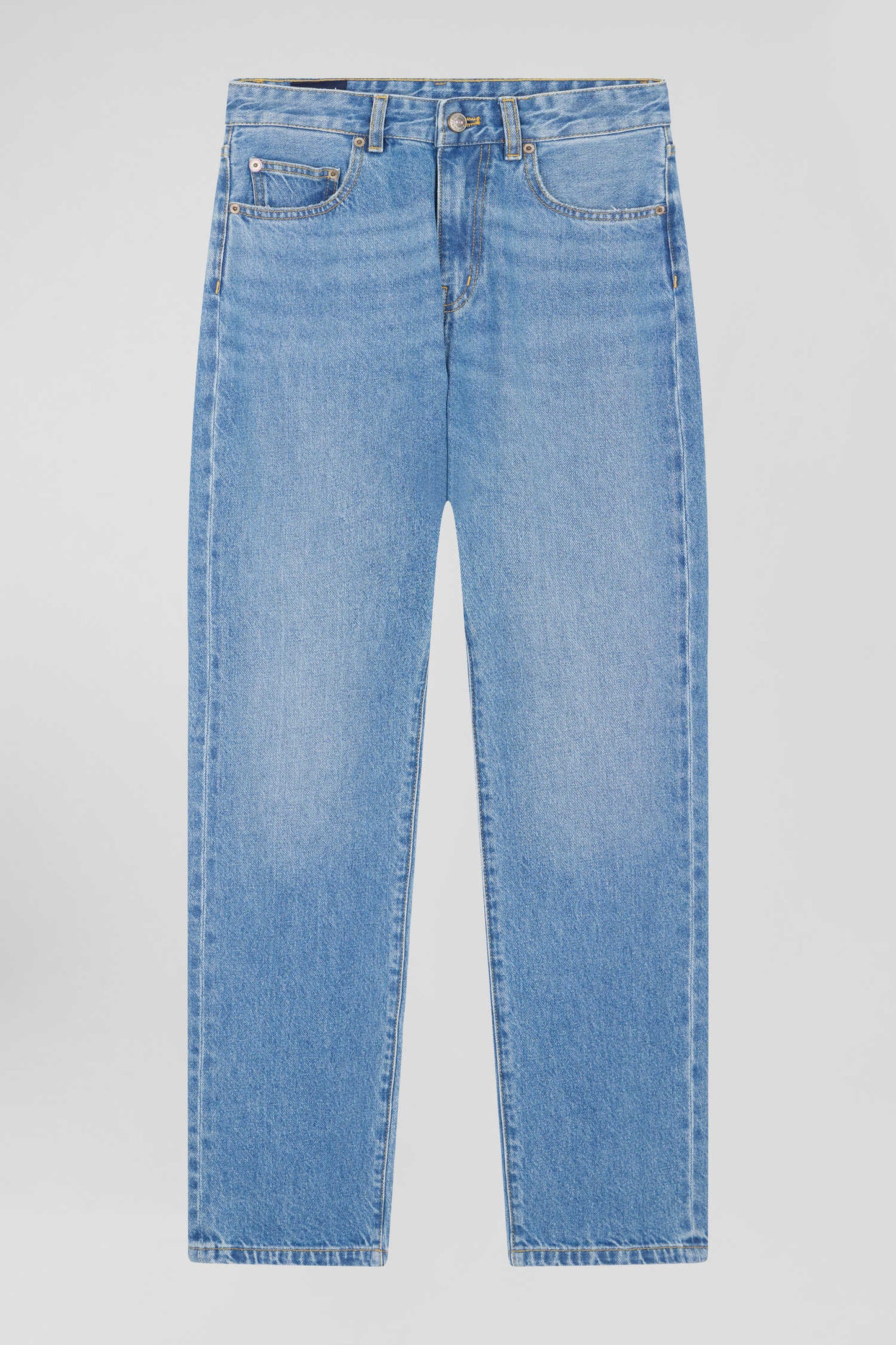 Regular blue cotton 5-pocket jeans